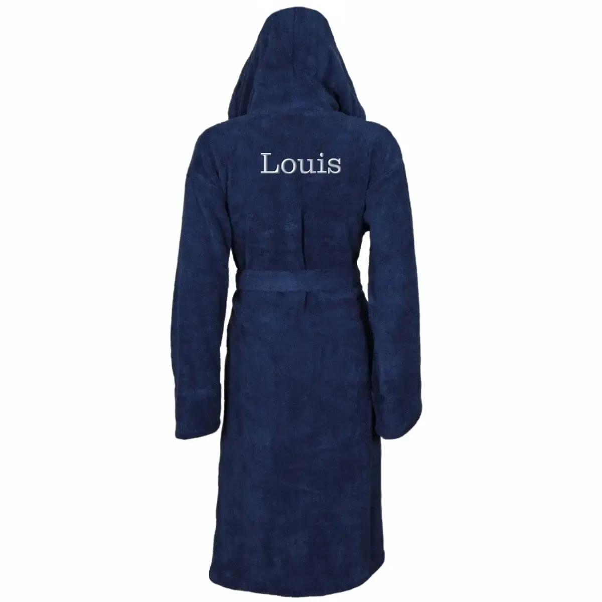 Personalised Back of Robe Egyptian Cotton Hooded Bathrobe