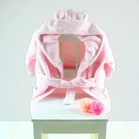 Pink Hooded Baby & Kids Dressing Gown with Bear Ears