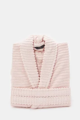 Pink Ribbed Bathrobe