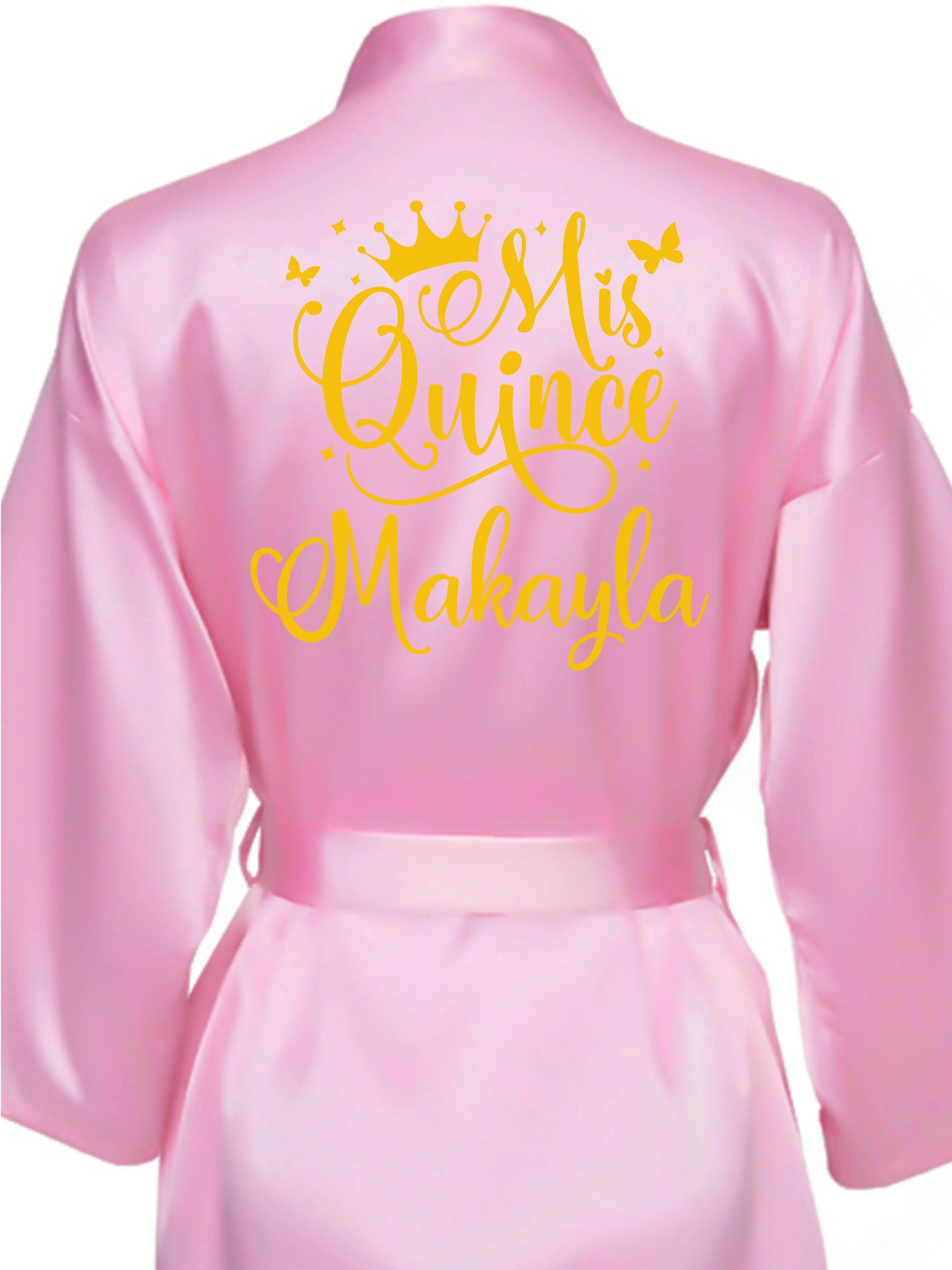 Pink with Gold robe for quinceanera