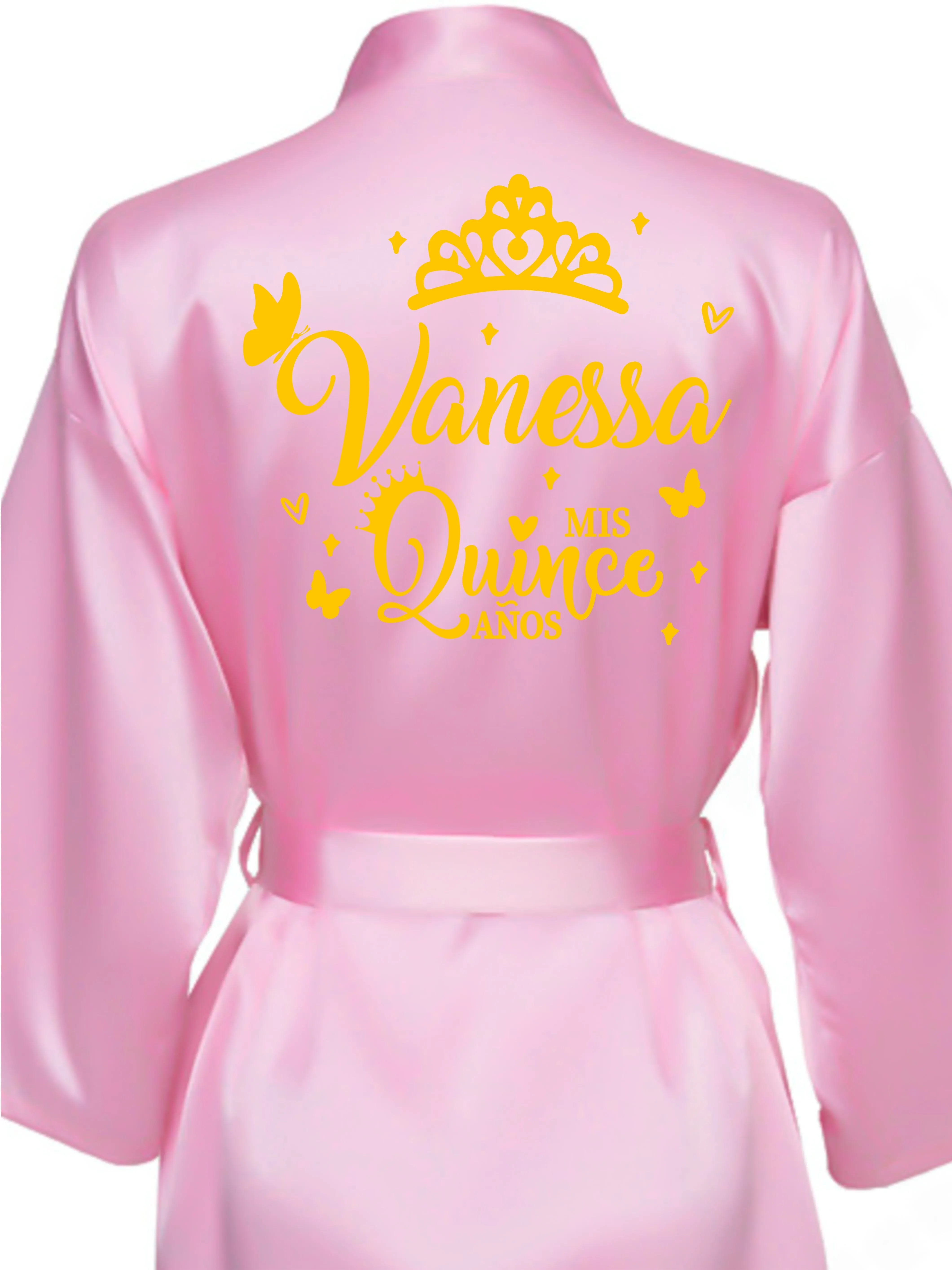 Pink with Gold robe for quinceanera