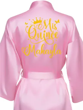 Pink with Gold robe for quinceanera