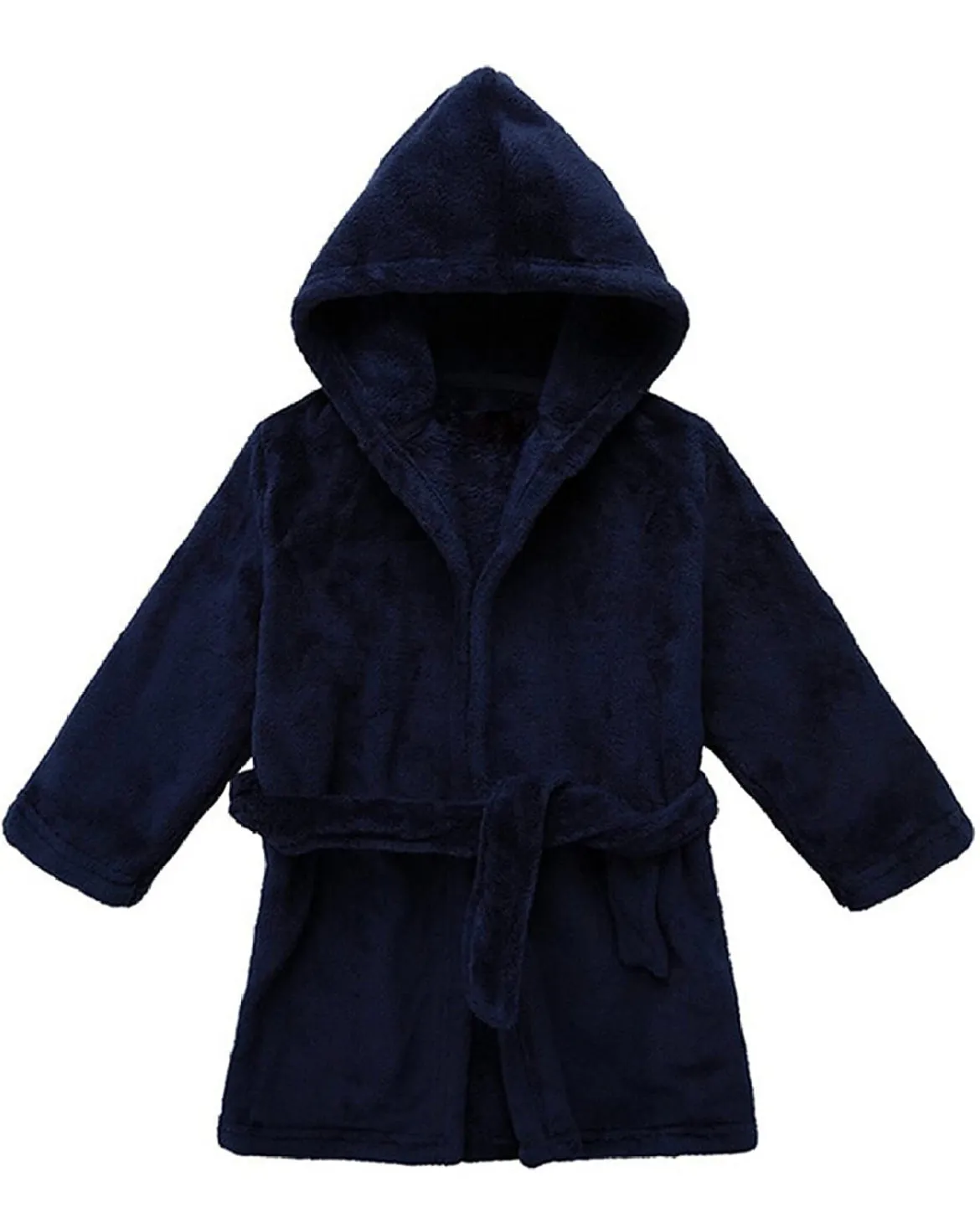 Plush toddler and youth size hooded bathrobe