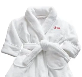 Plush toddler and youth size shawl collar bathrobe