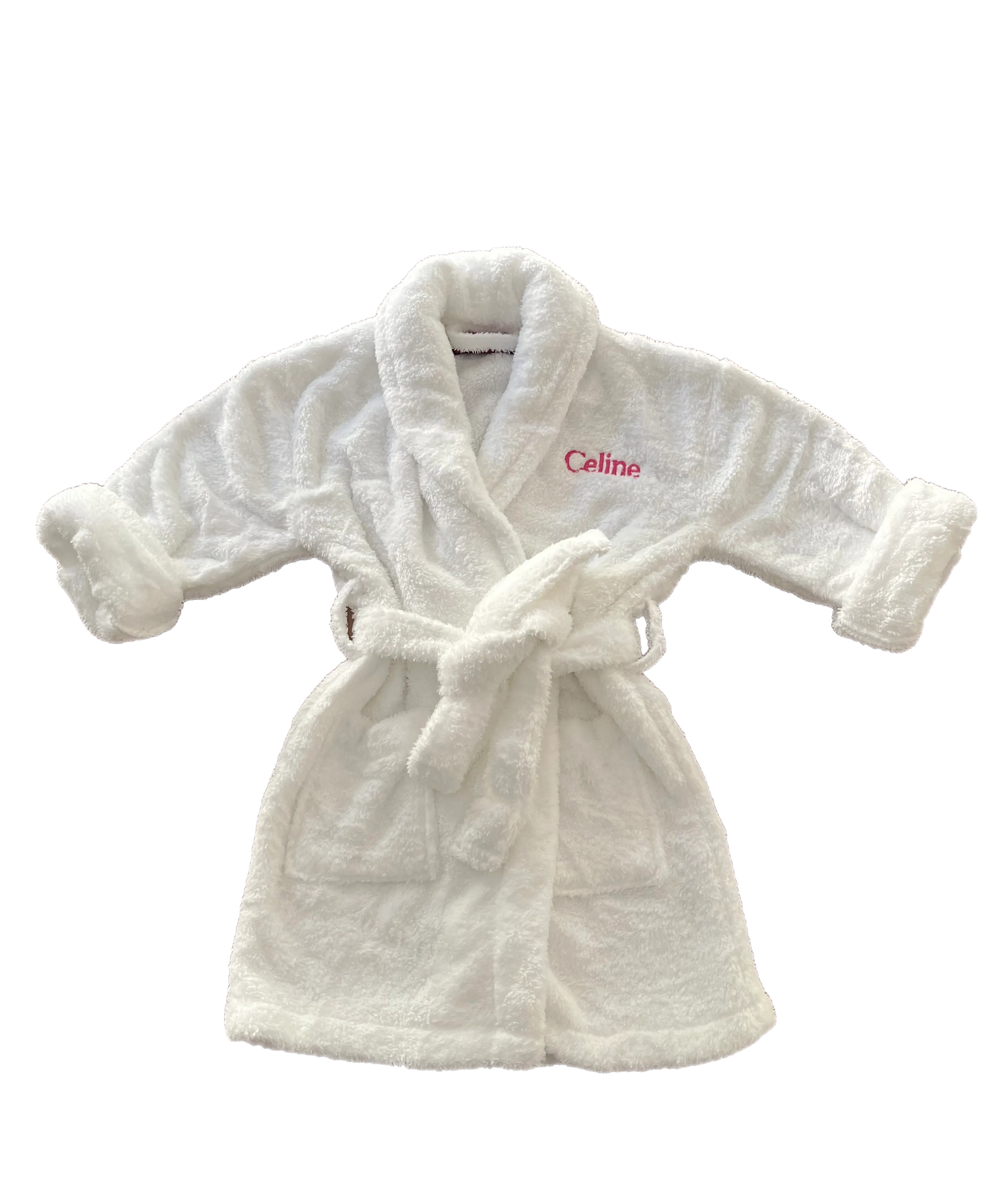 Plush toddler and youth size shawl collar bathrobe