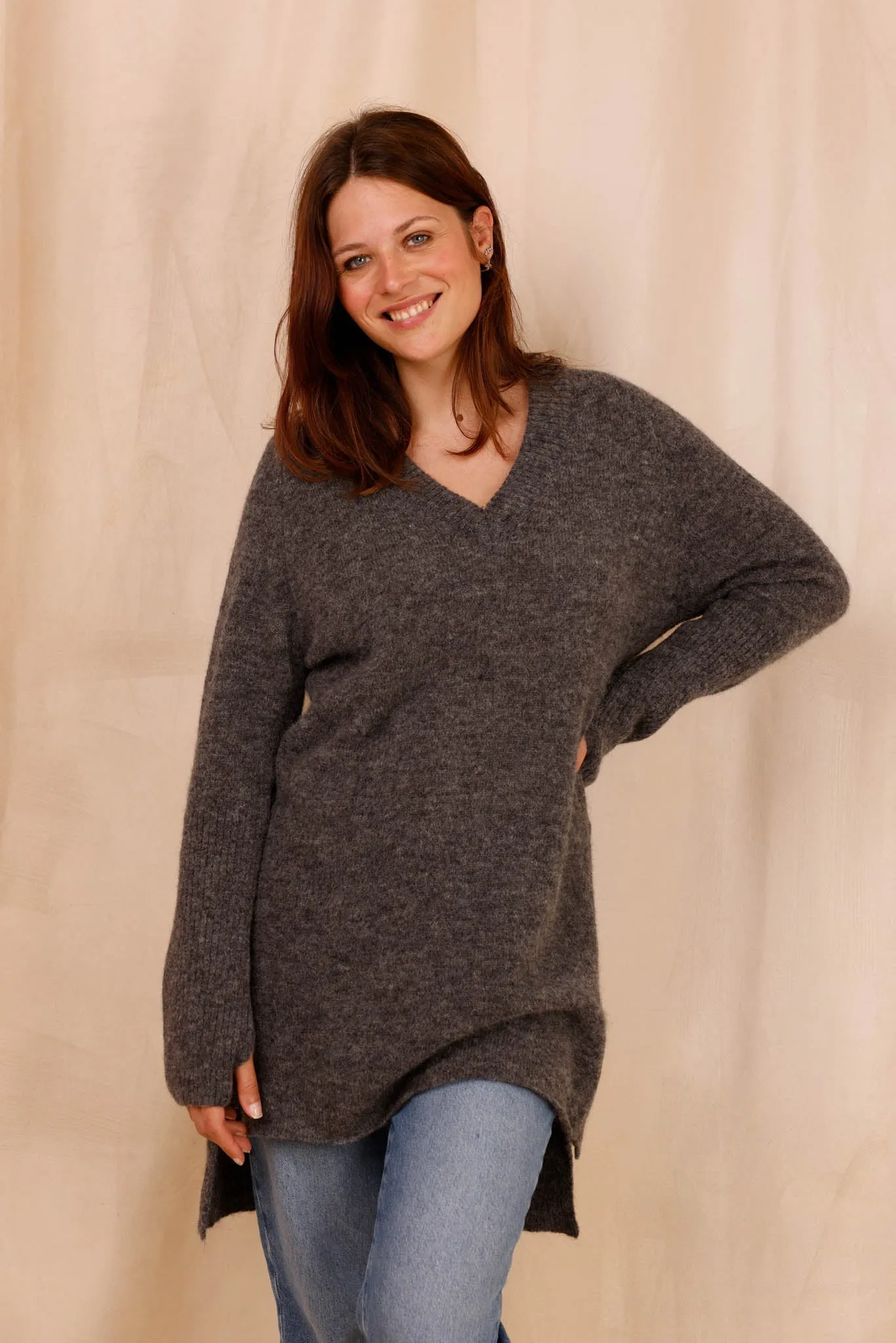 Pull CHARLOTTE gris - Baby Alpaga & laine vierge