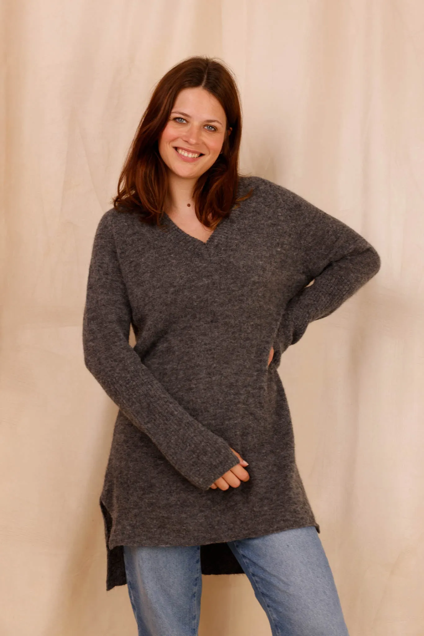 Pull CHARLOTTE gris - Baby Alpaga & laine vierge