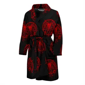 Red Brutal Baphomet Men's Bath Robe