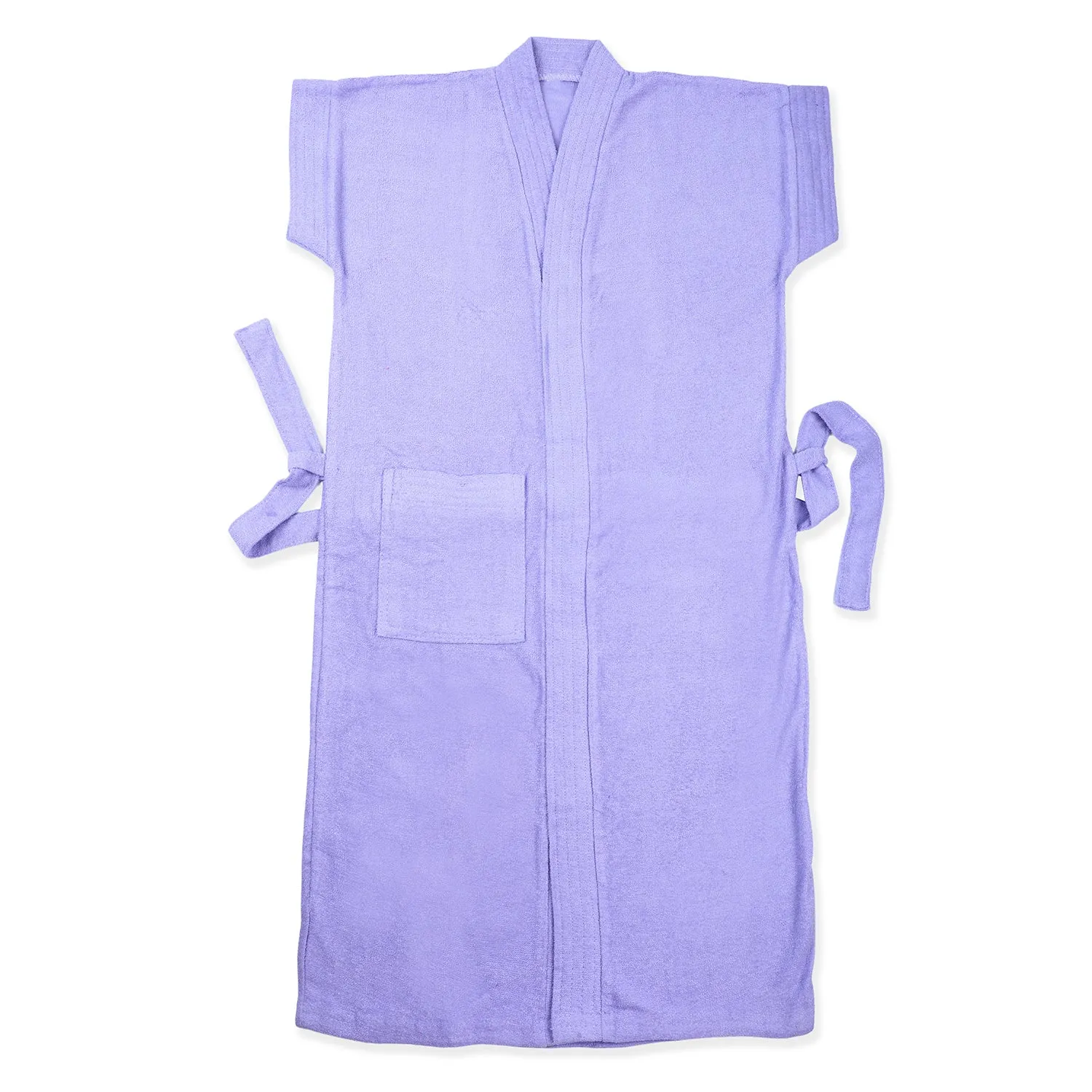 Solid Kids Half Sleeves Pocket with Waist Belt Bathrobe - Purple