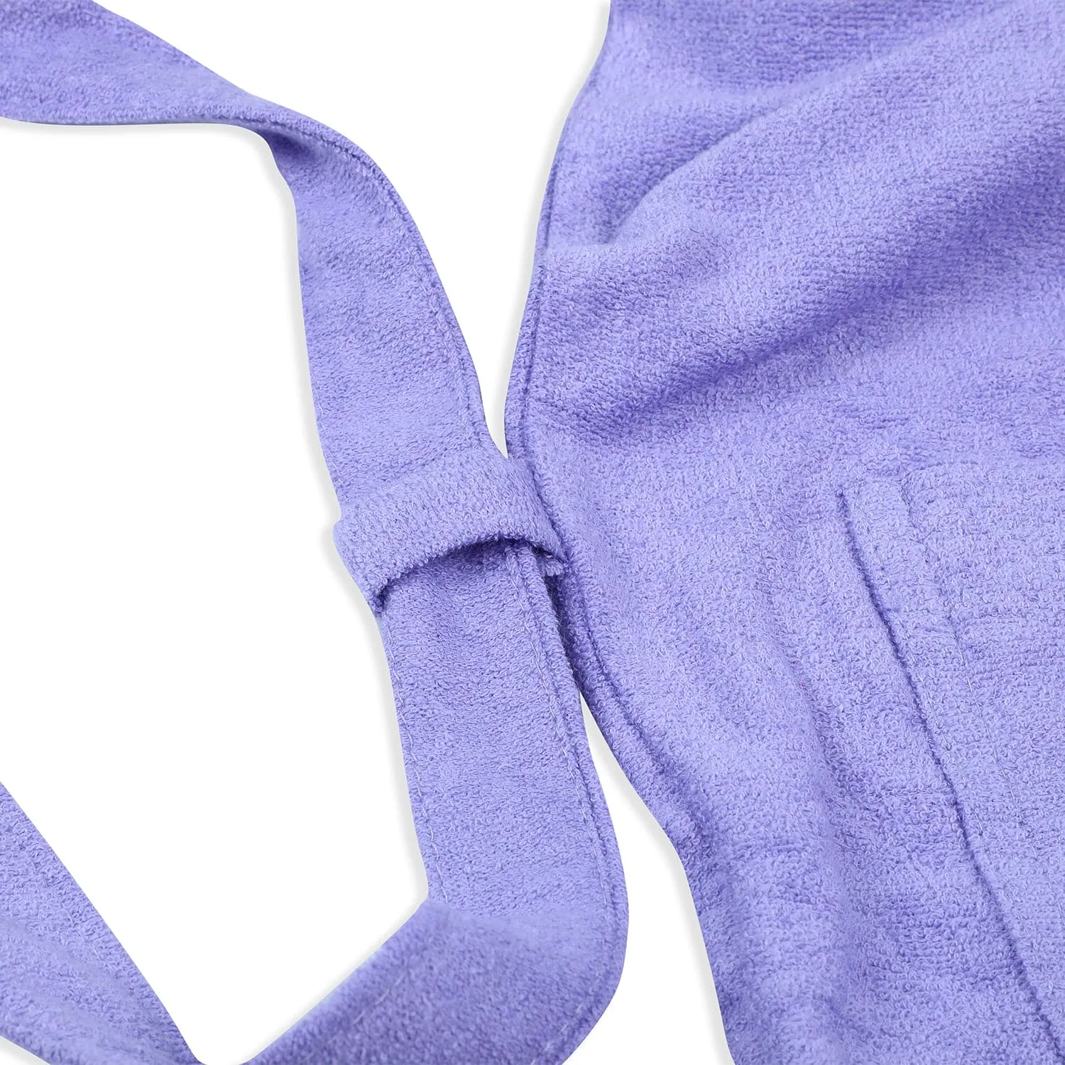 Solid Kids Half Sleeves Pocket with Waist Belt Bathrobe - Purple