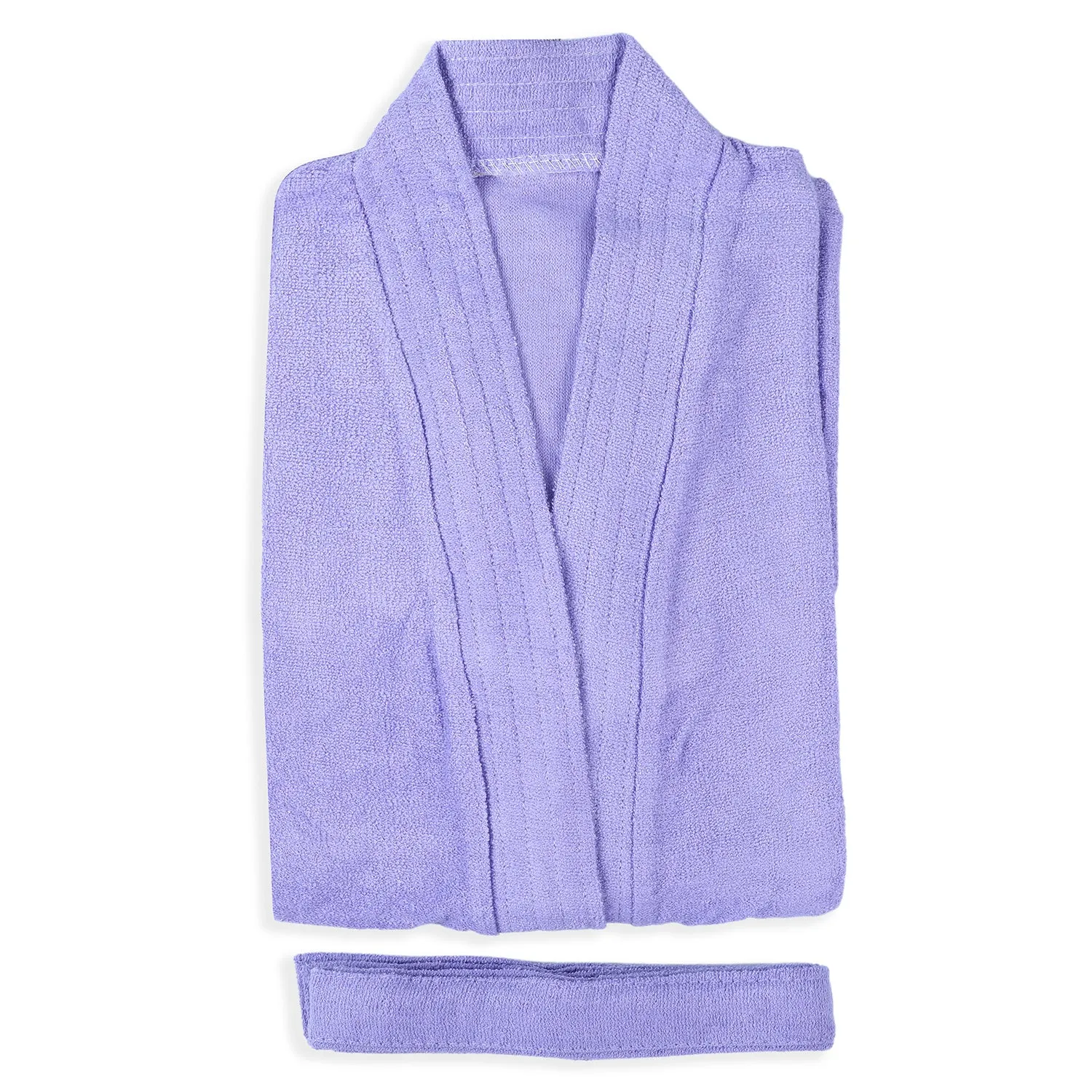 Solid Kids Half Sleeves Pocket with Waist Belt Bathrobe - Purple