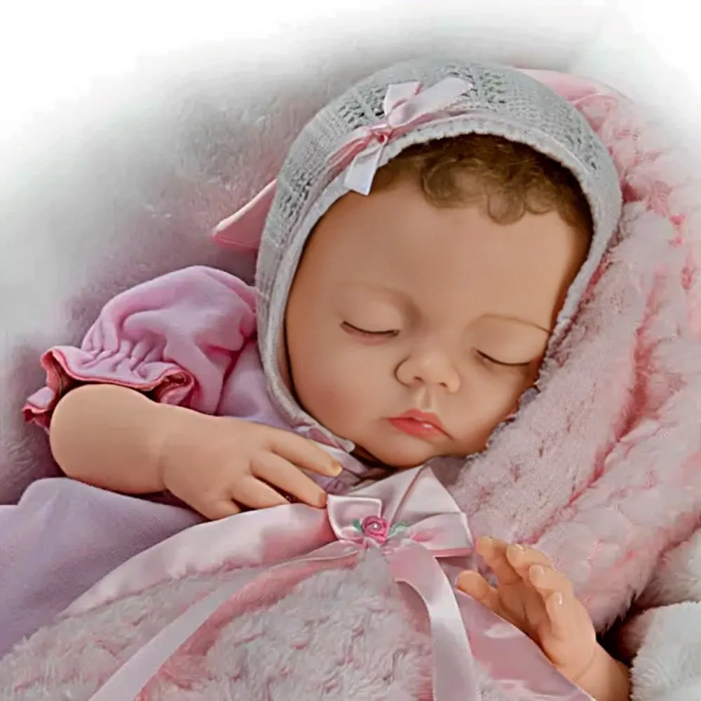 The Ashton-Drake Galleries Lullaby Baby Doll Handcrafted Realistic Doll with RealTouch® Vinyl Skin Hand-Rooted Hair Weighted Cloth Body Breathing Feature and Custom Ensemble Victoria Jordan by Myra Garza 18-inches