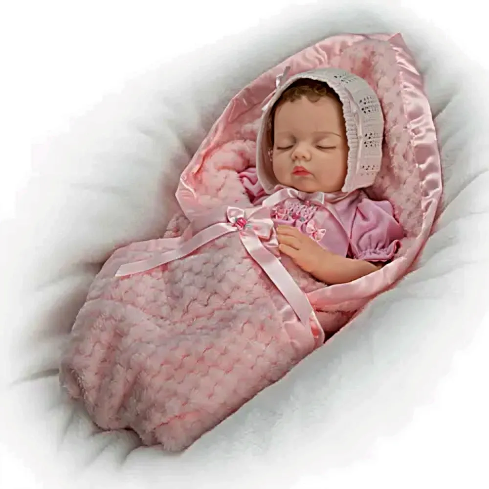 The Ashton-Drake Galleries Lullaby Baby Doll Handcrafted Realistic Doll with RealTouch® Vinyl Skin Hand-Rooted Hair Weighted Cloth Body Breathing Feature and Custom Ensemble Victoria Jordan by Myra Garza 18-inches