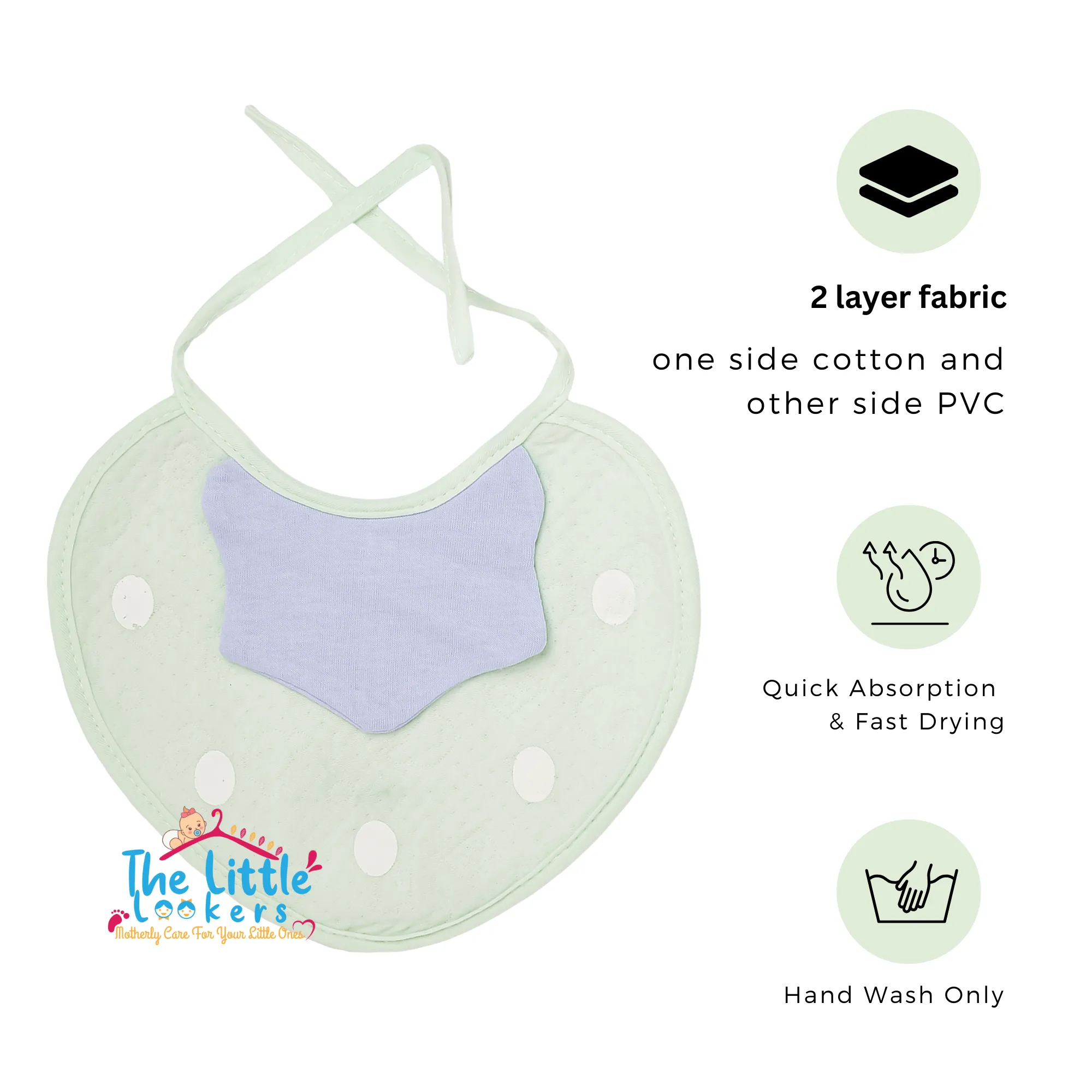 THE LITTLE LOOKERS Strawberry Shaped Baby Bibs with Handkerchief & Tying Robes | Soft Cotton Fabric with PVC on Back | Double Layered for Quick Absorption & Fast Drying (Bib Strawberry, Pack of 6)