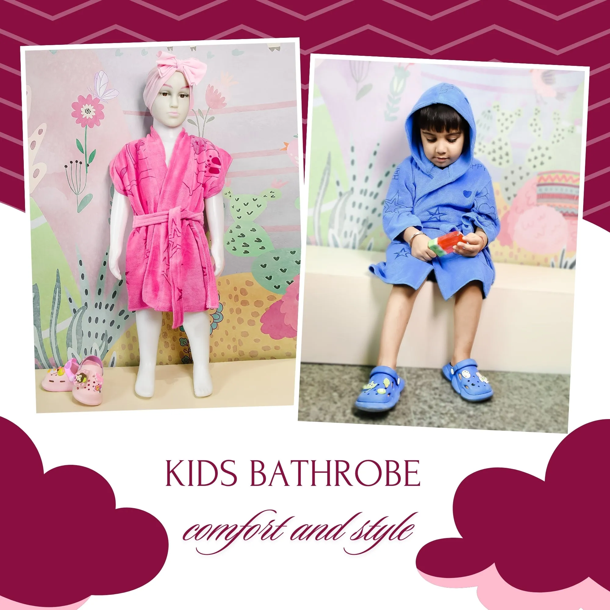 THE LITTLE LOOKERS Swimming Bath Gown for Kids, Bath Gown for Baby Boys/Baby Girls | Swimming Gown for Kids