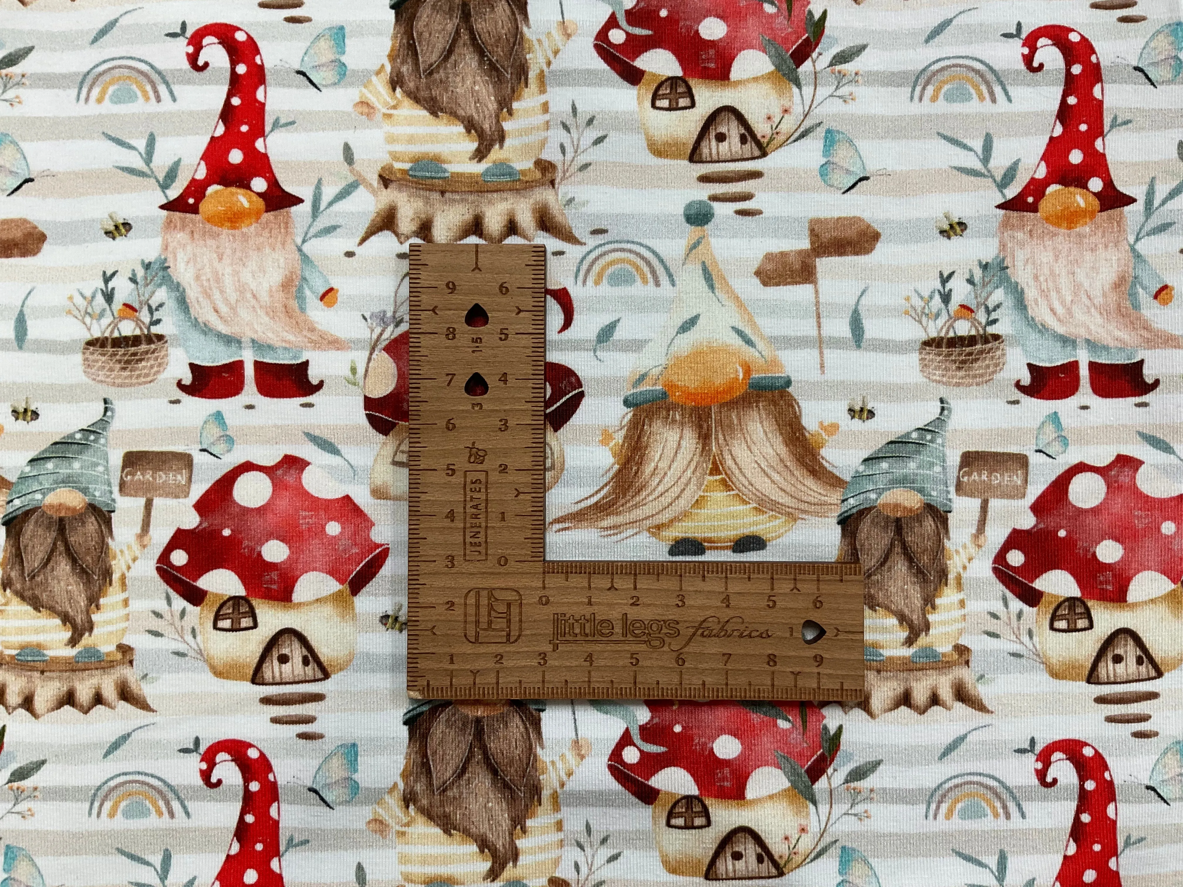 Toadstool Gnomes Cotton Jersey Fabric