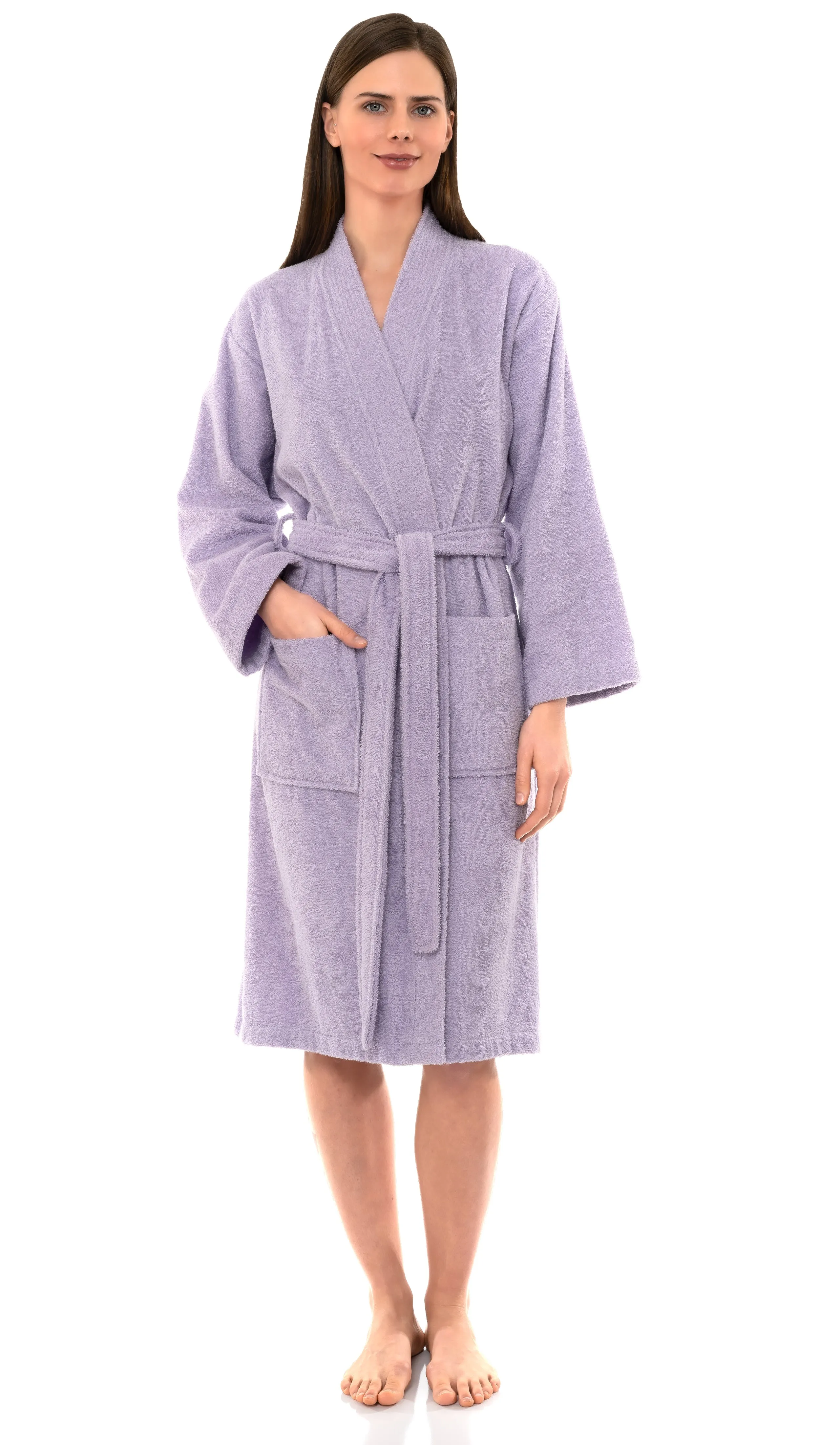 TowelSelections Womens Robe, Kimono Bathrobe for Women, 100% Cotton Knee Length Terry Cloth Robes for Women