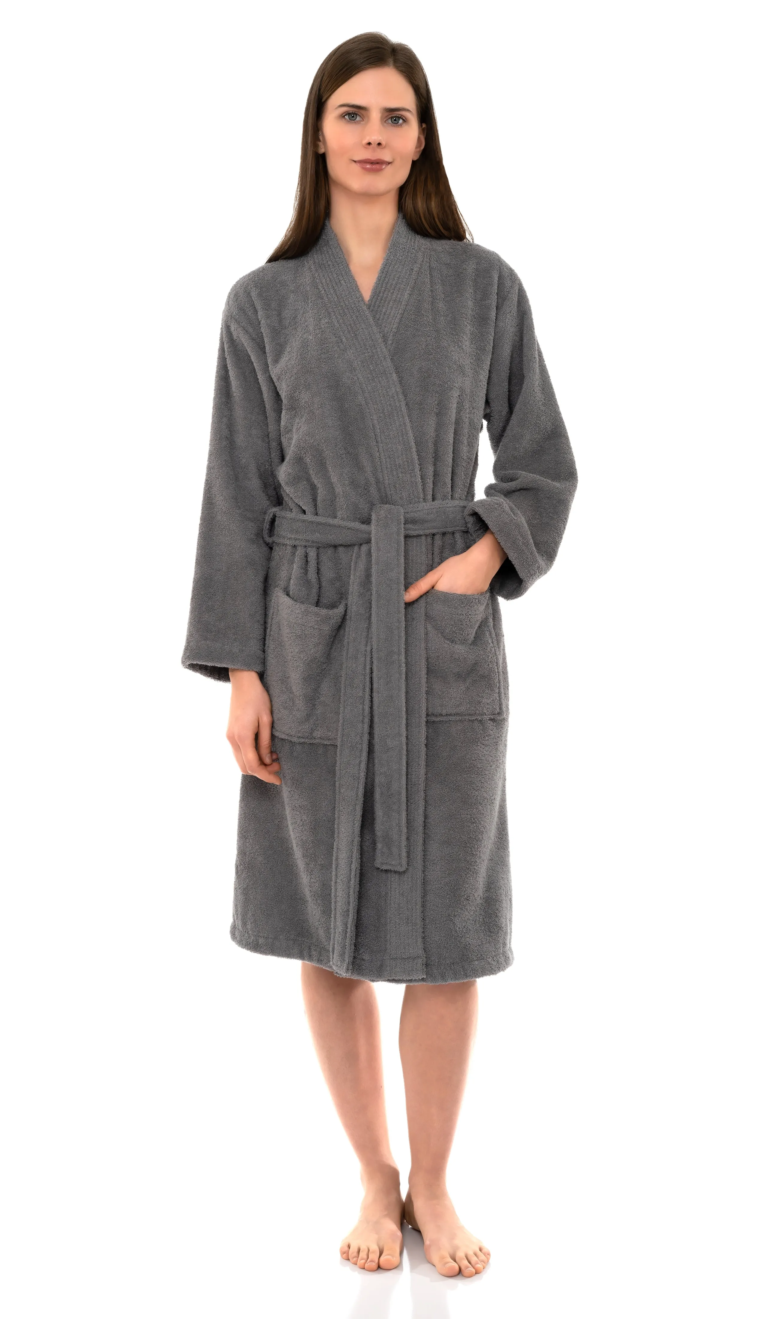 TowelSelections Womens Robe, Kimono Bathrobe for Women, 100% Cotton Knee Length Terry Cloth Robes for Women