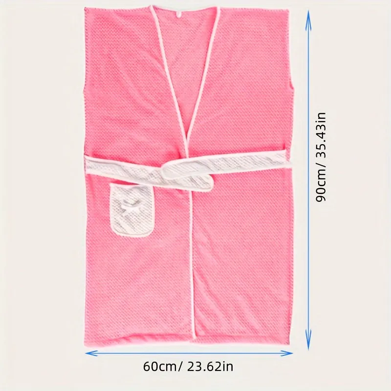 Ultra-Soft Coral Fleece Women's Bathrobe - Absorbent, Quick-Dry with Tie Waist & Pockets, Perfect for Home Use