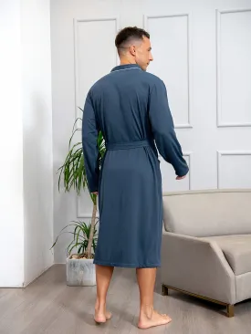 Ultra-Soft Men's Comfy Robe - Luxurious Solid Design, Spacious Pockets, Adjustable Lace-Up Front, Perfect for Spring and Summer Home Lounging, Pajamas Wear, One-Piece Night-Robe Set