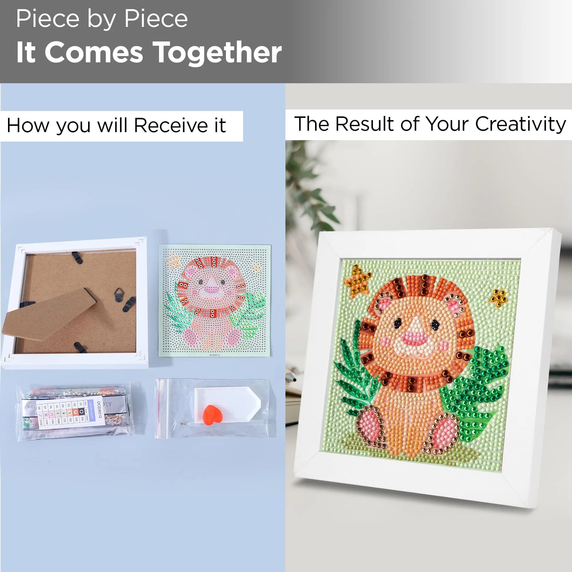 UMAI 5D Diamond Painting Kit | 18x18cm | Home Decor Items for Living Room | DIY Gift for Kids and Adults | Very Suitable for Home Leisure and Wall Decoration | Cute Baby Lion Painting