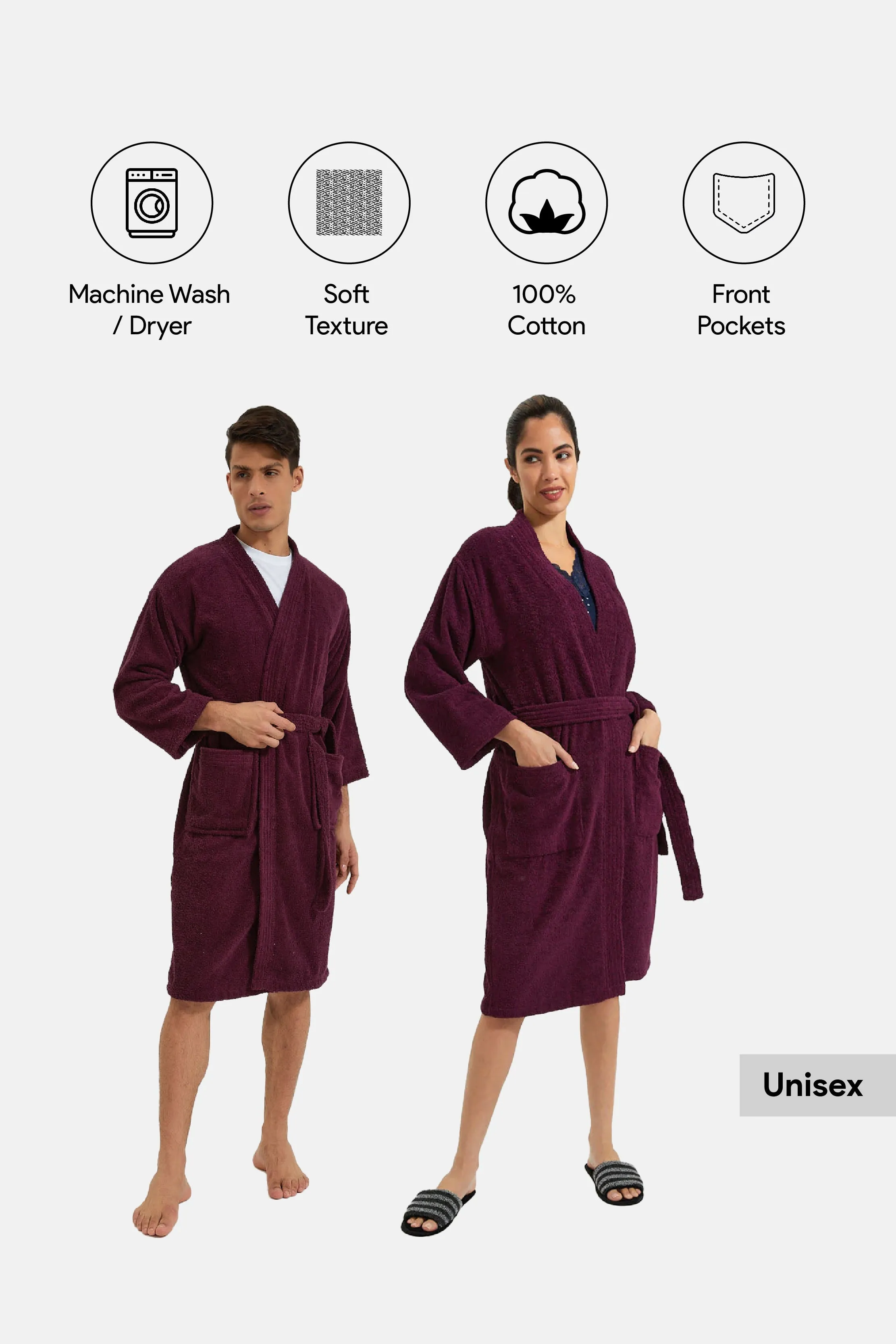 Unisex Purple Kimono Bathrobe