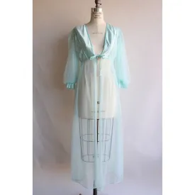 Vintage 1970s 1980s Peignoir in Pale Blue