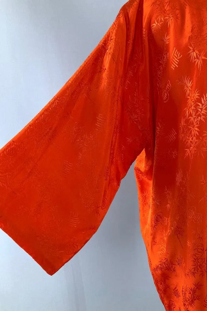 Vintage Red Orange Japanese Short Robe