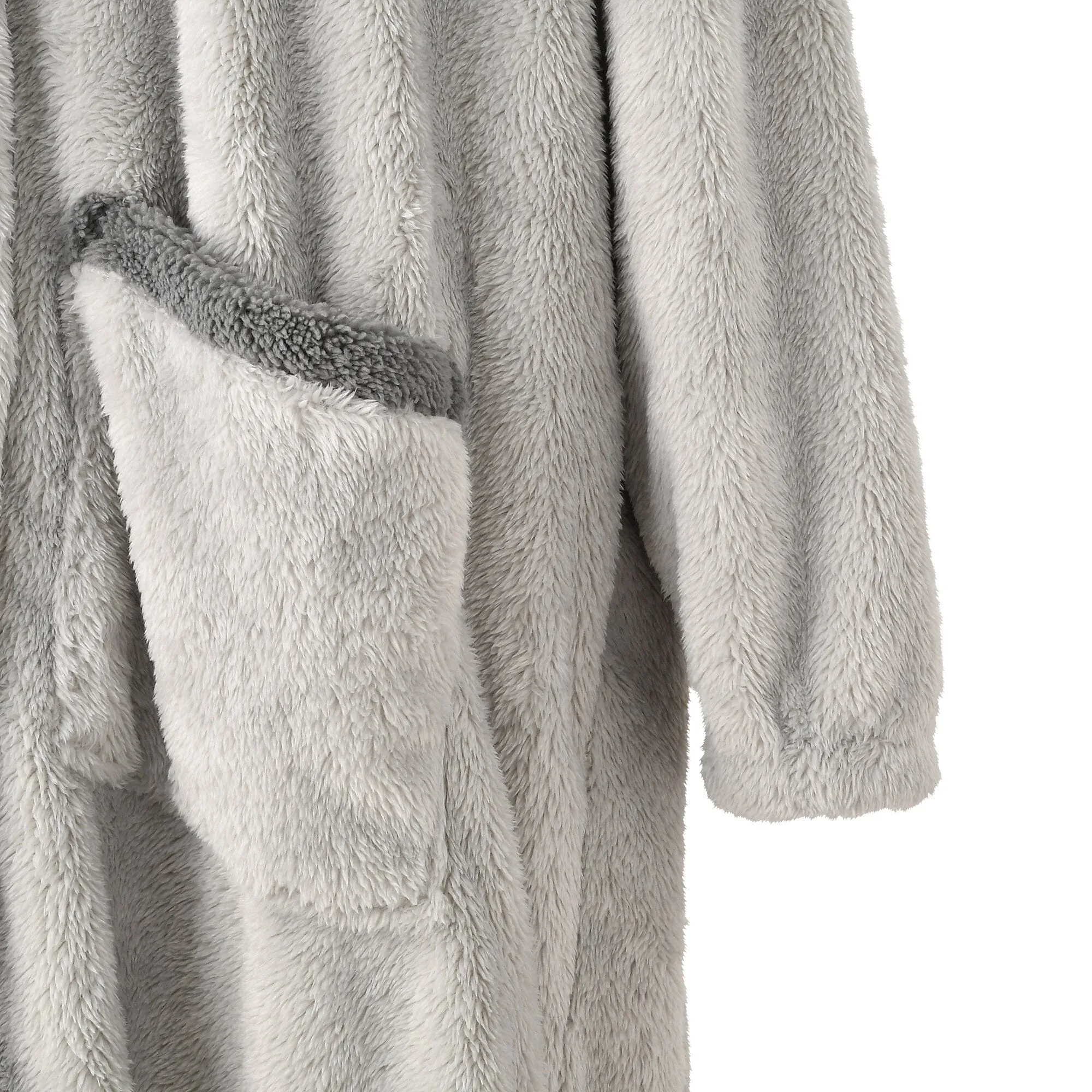 Warm Fleece Blanket Robe  Gray