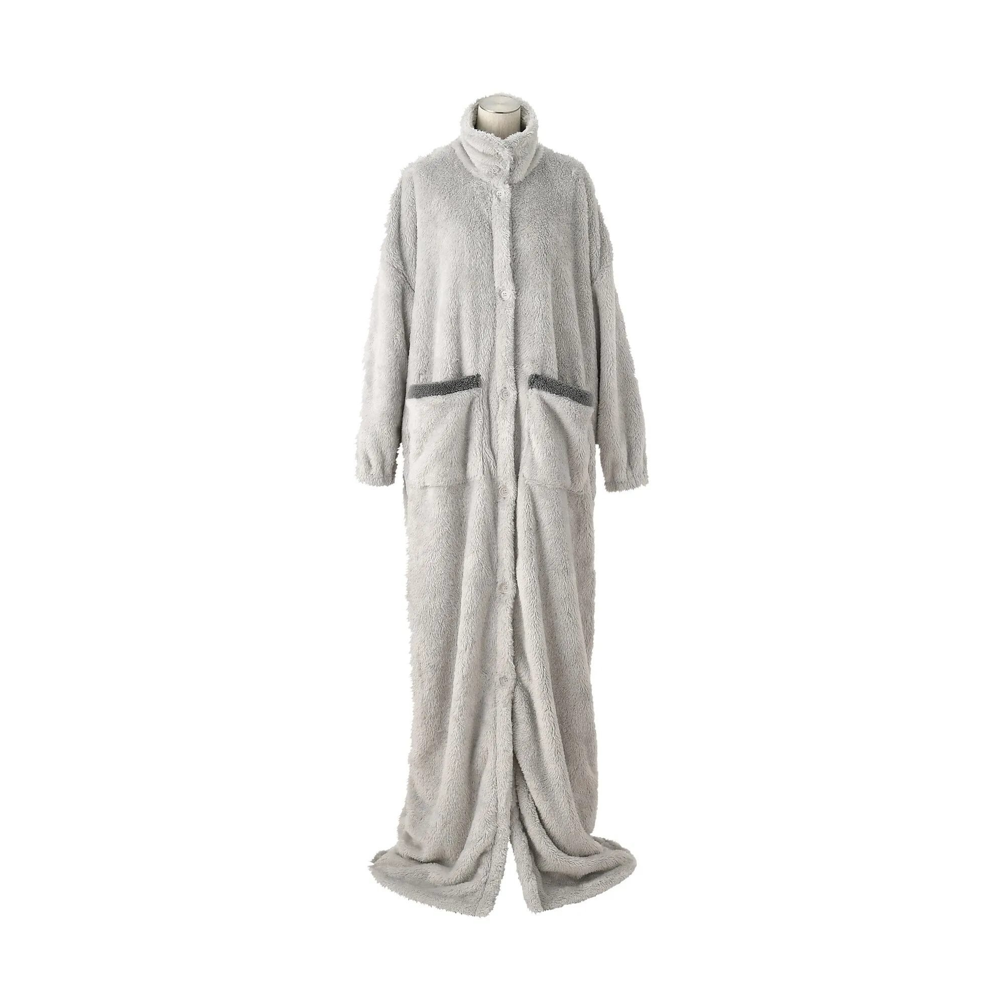 Warm Fleece Blanket Robe  Gray