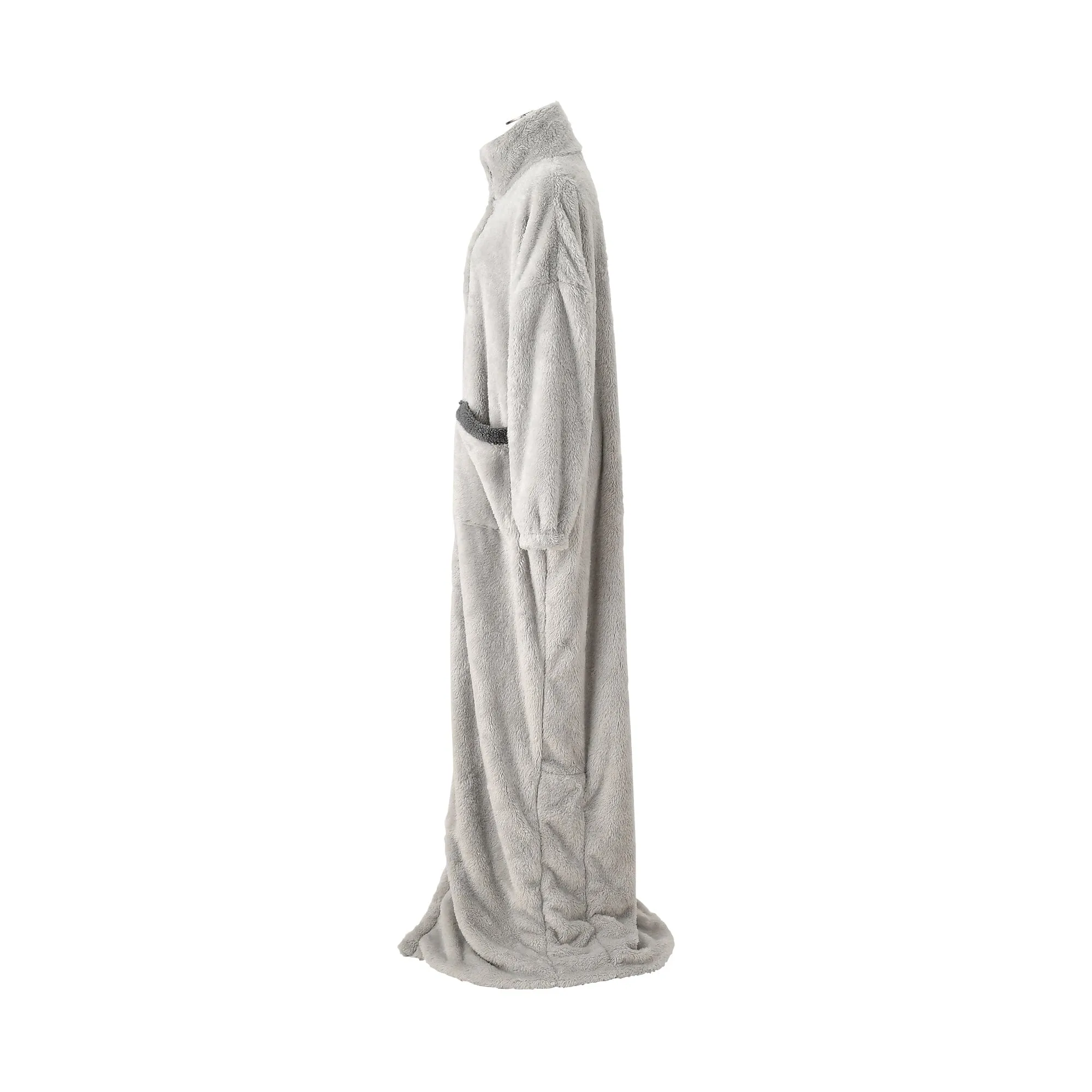 Warm Fleece Blanket Robe  Gray