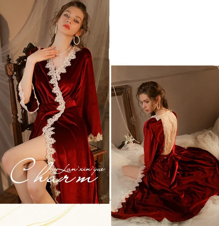 Wedding Nightgown and Bathrobe for Bride