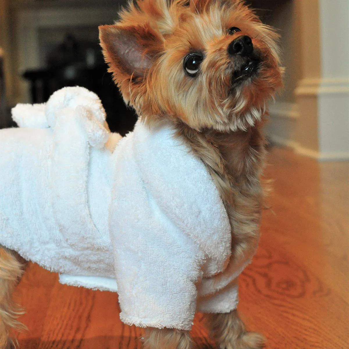 White Gold Crown Cotton Dog Bathrobe