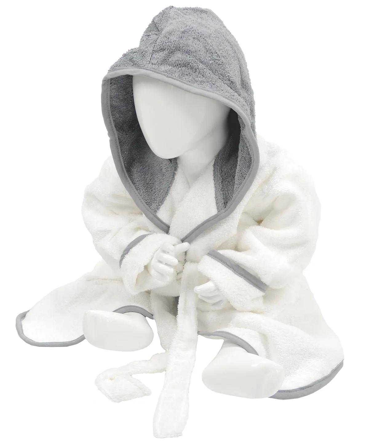 White/Anthracite Grey - ARTG® Babiezz® hooded bathrobe