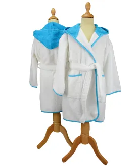 White/Aqua Blue - ARTG® Boyzz & Girlzz® hooded bathrobe