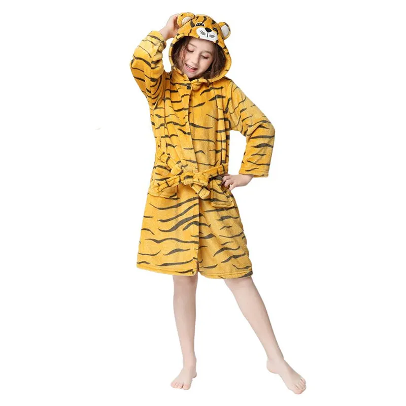 Winter Children's Bathrobe Cartoon Flannel Nightgown Teen Dressing Gown