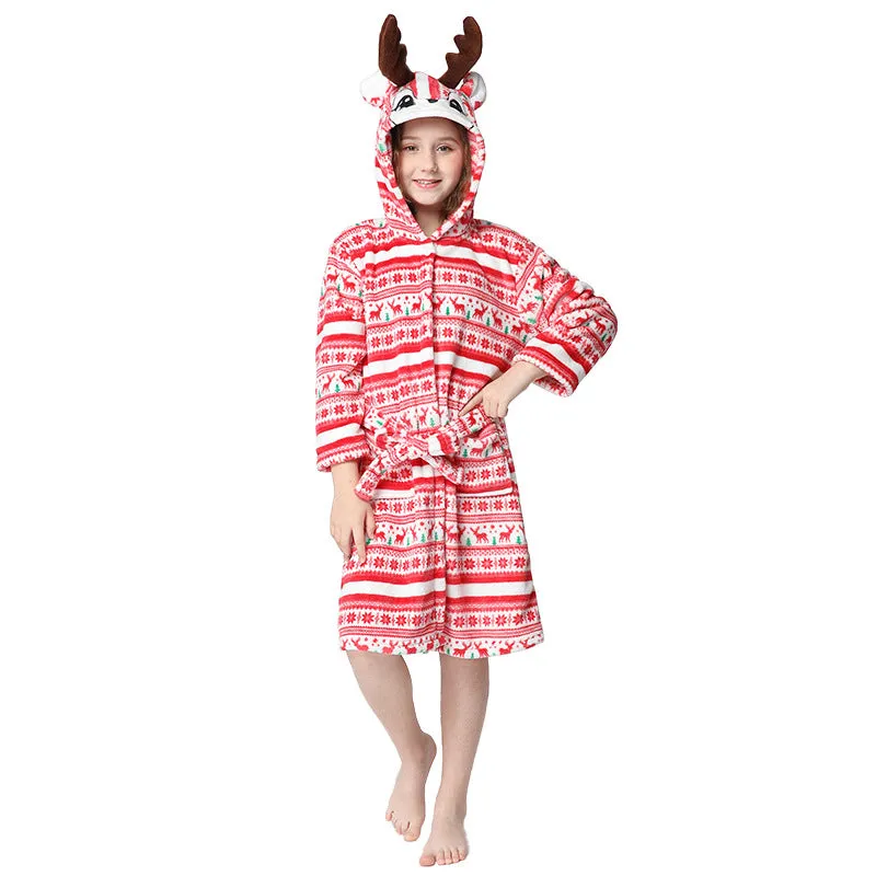 Winter Children's Bathrobe Cartoon Flannel Nightgown Teen Dressing Gown