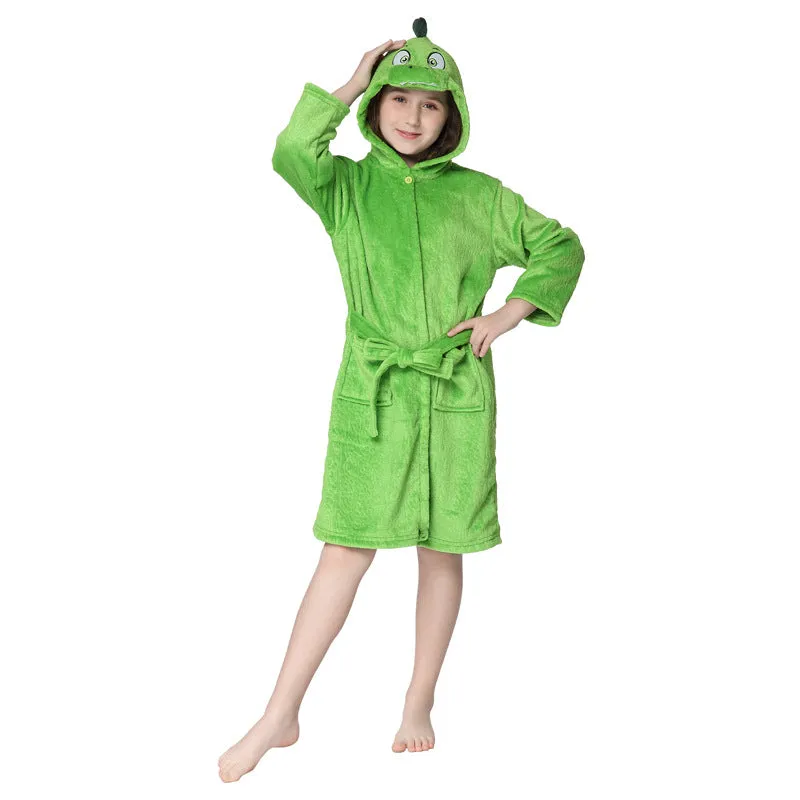 Winter Children's Bathrobe Cartoon Flannel Nightgown Teen Dressing Gown