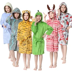 Winter Children's Bathrobe Cartoon Flannel Nightgown Teen Dressing Gown