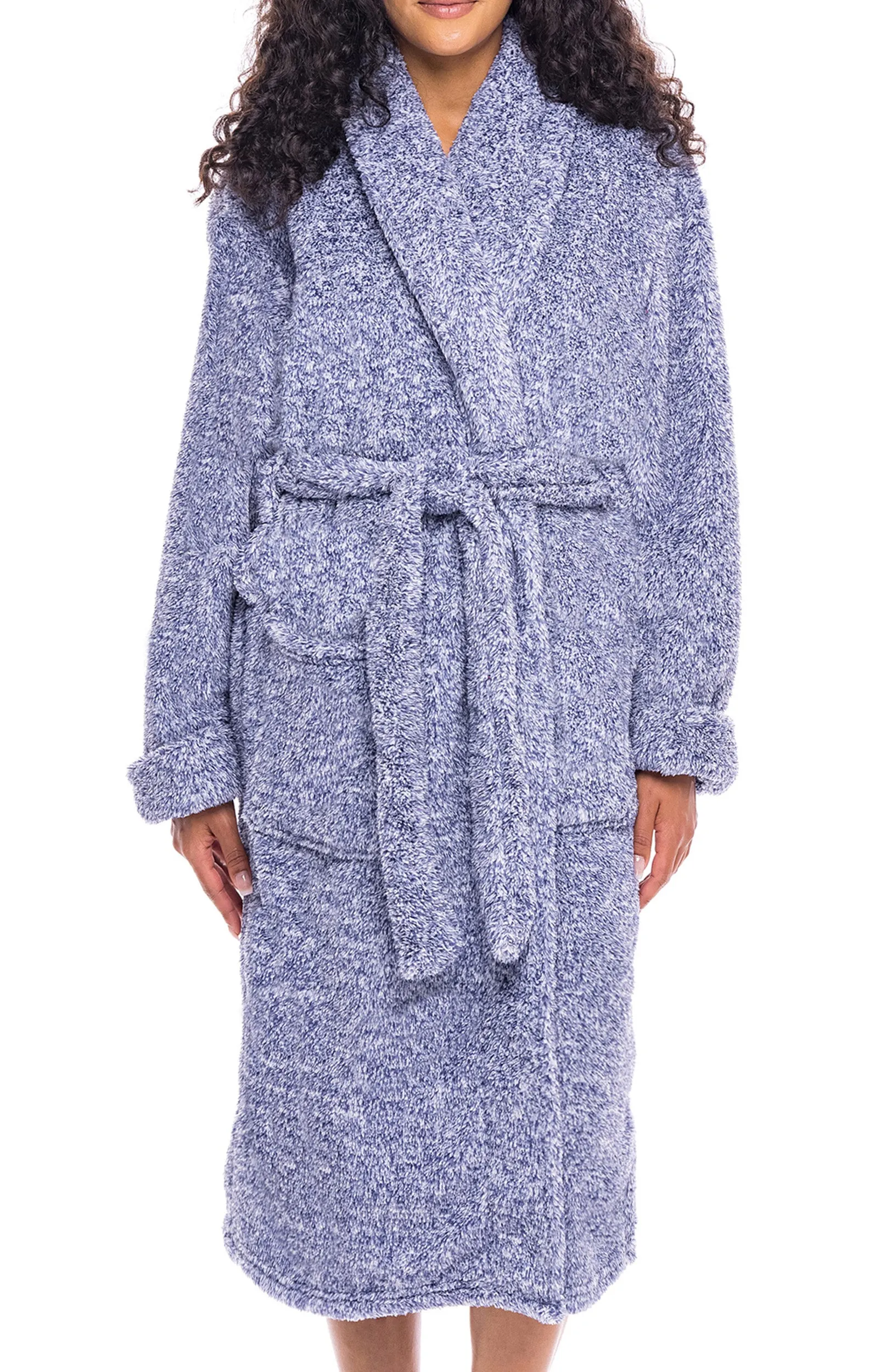 Women's Plush Fleece Robe, Shaggy Feather Bathrobe