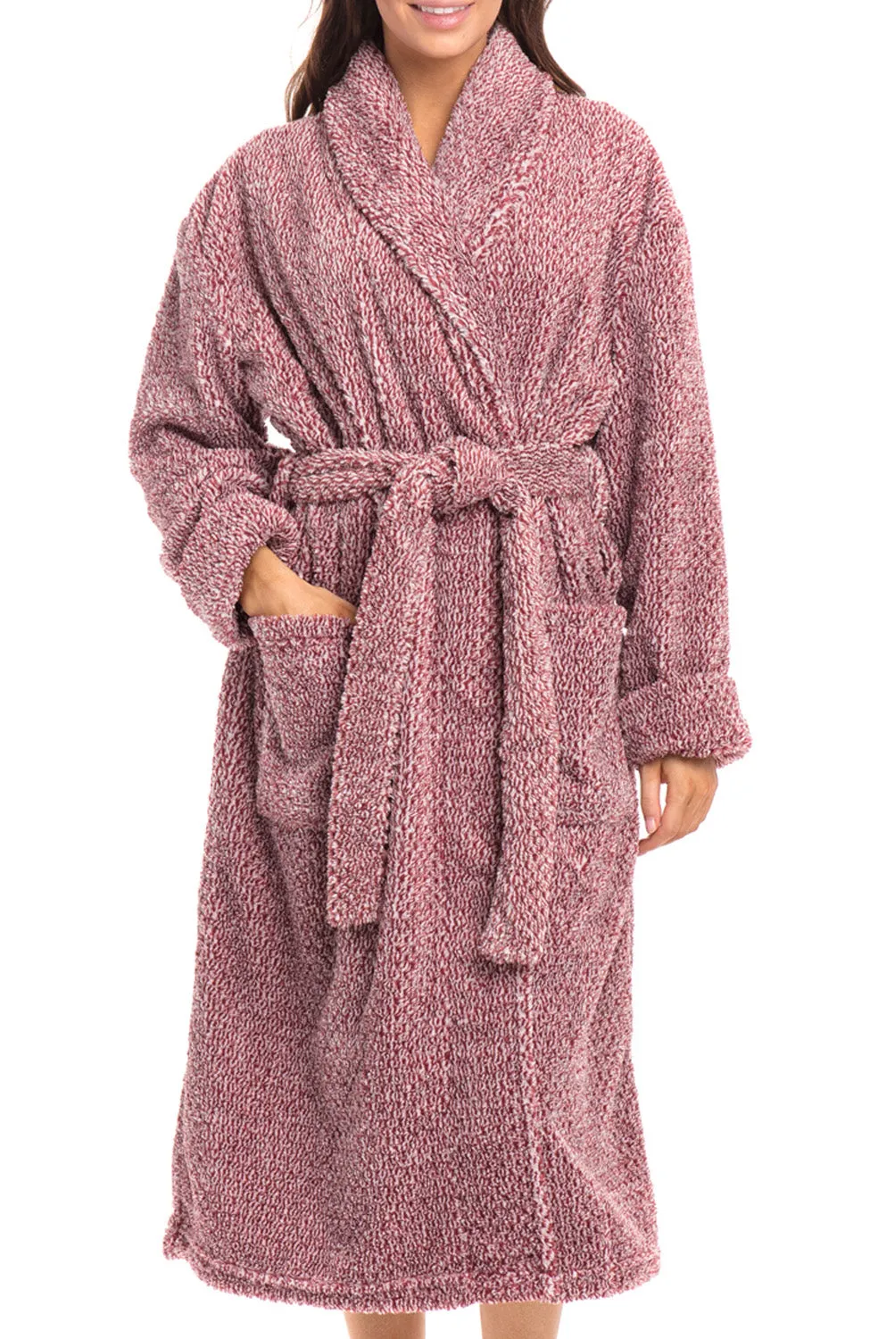 Women's Plush Fleece Robe, Shaggy Feather Bathrobe