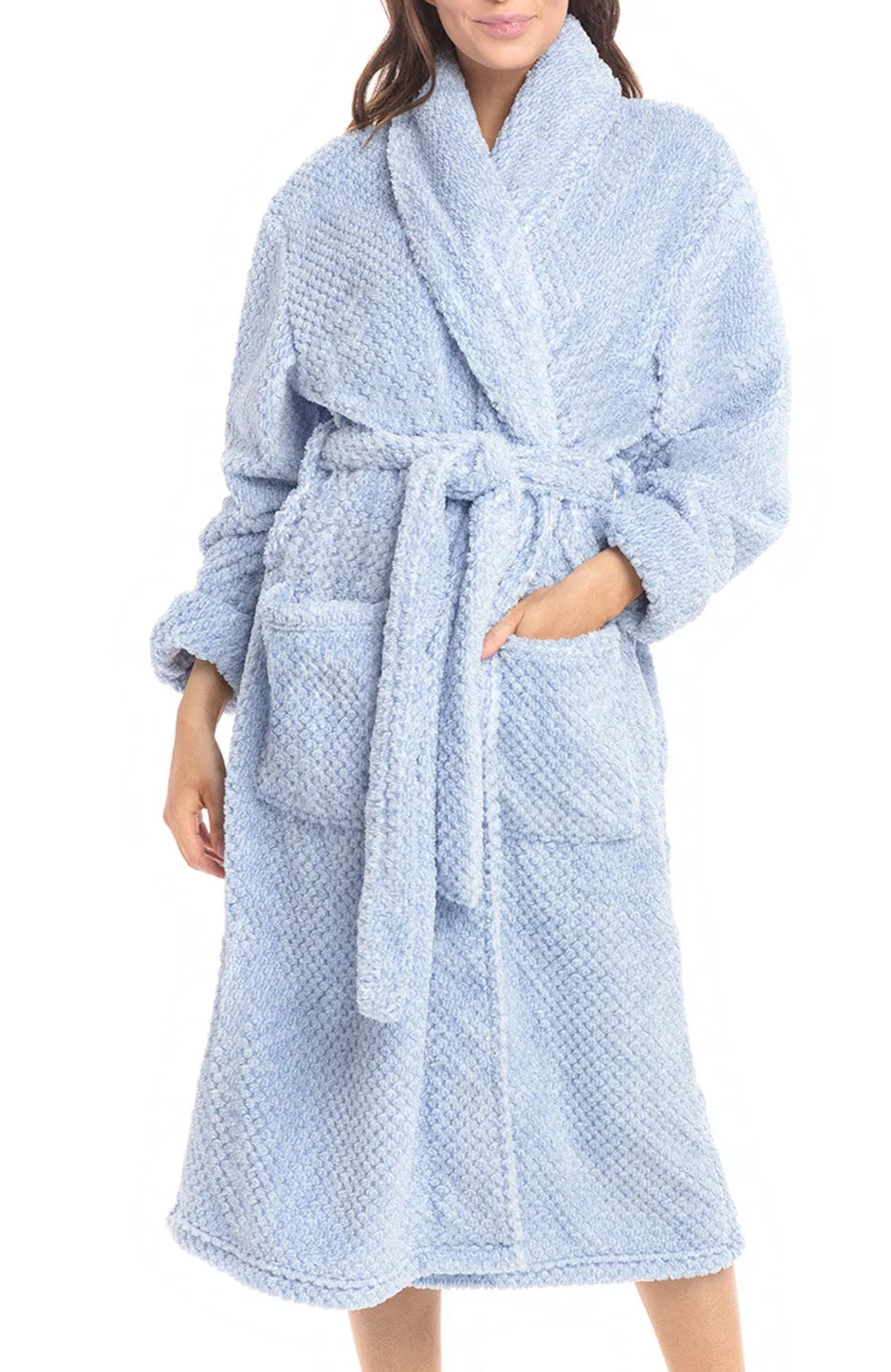 Women's Plush Fleece Robe, Shaggy Feather Bathrobe