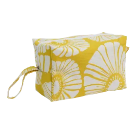 Yellow Retro Flowers Cosmetic Case, Large